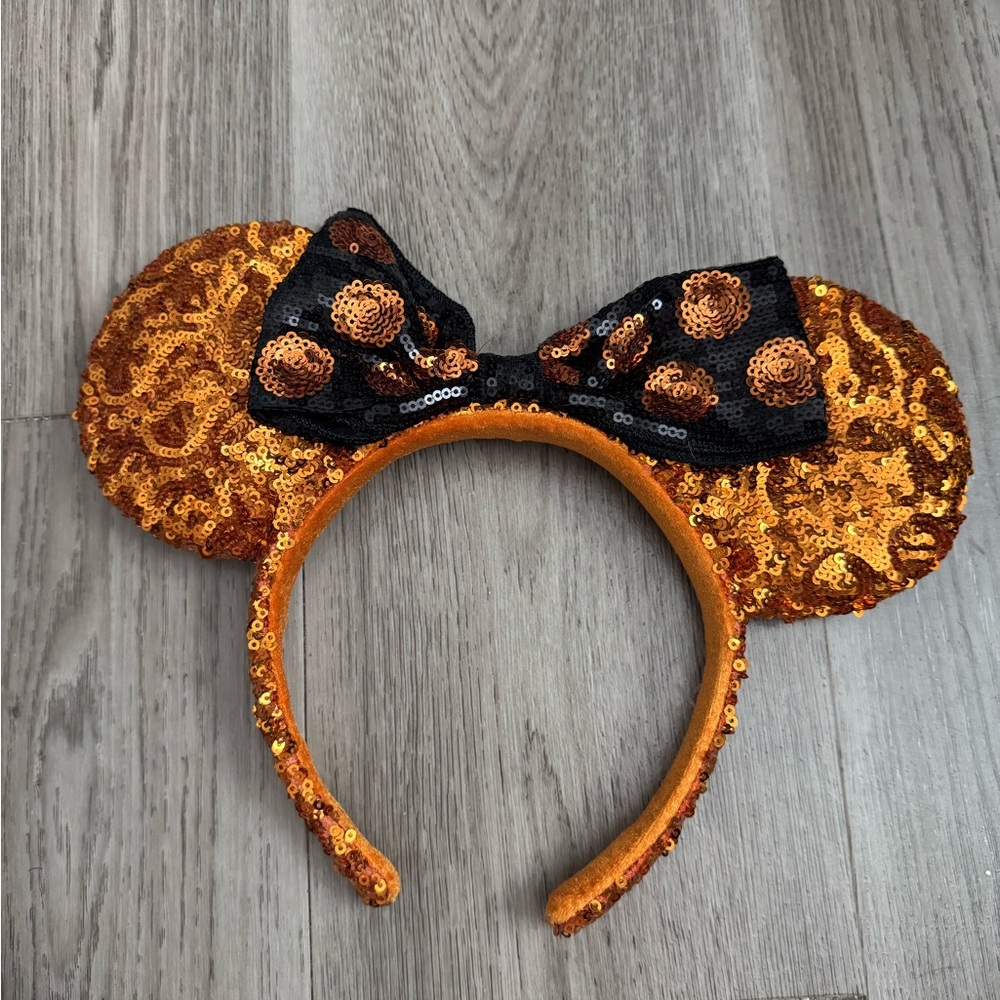 Sequin Orange Minnie Mouse Ears Headband